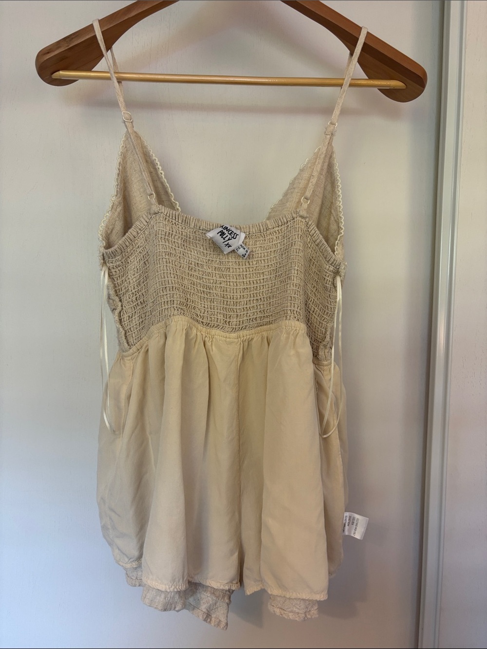 Princess Polly Colleen Romper Size XL Cream Boho Chic Cowgirl Linen Concert - Picture 13 of 13